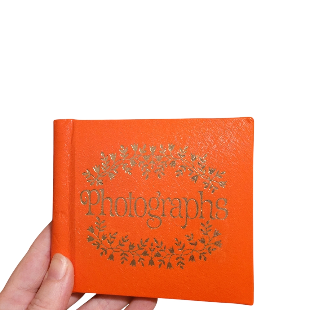 Vintage Pocket Sized Photo Album with Gold Design